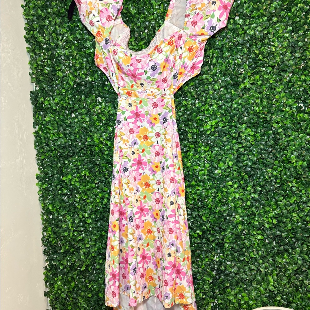 Floral Dress with Pink and Yellow Accents